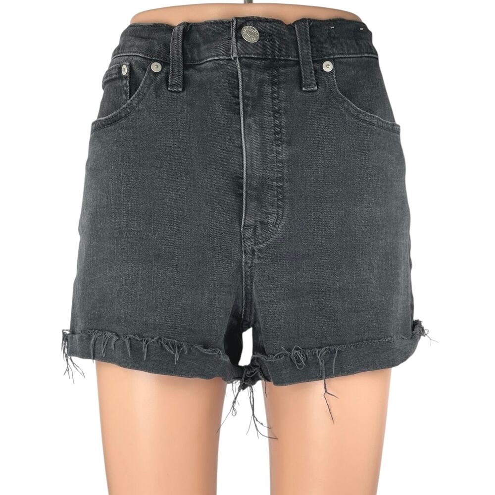 Madewell Women's Black High Waisted Frayed Cut Off Denim Jean Shorts Size 29